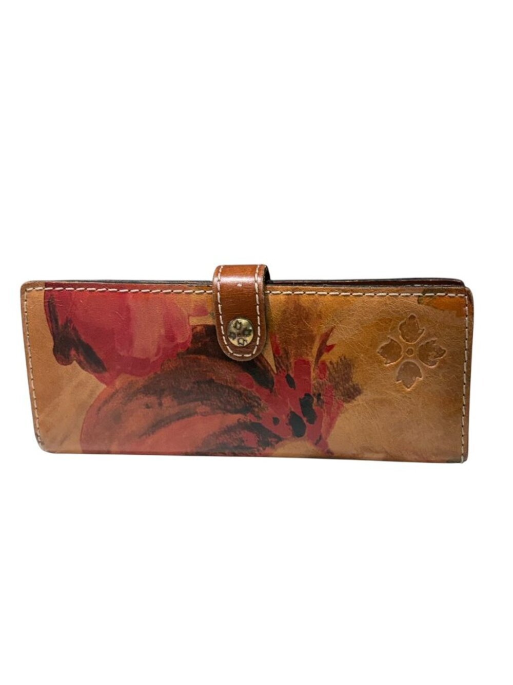 Patricia Nash Floral “Fleur de Jardin” Vintage Tan Distressed Leather Wallet